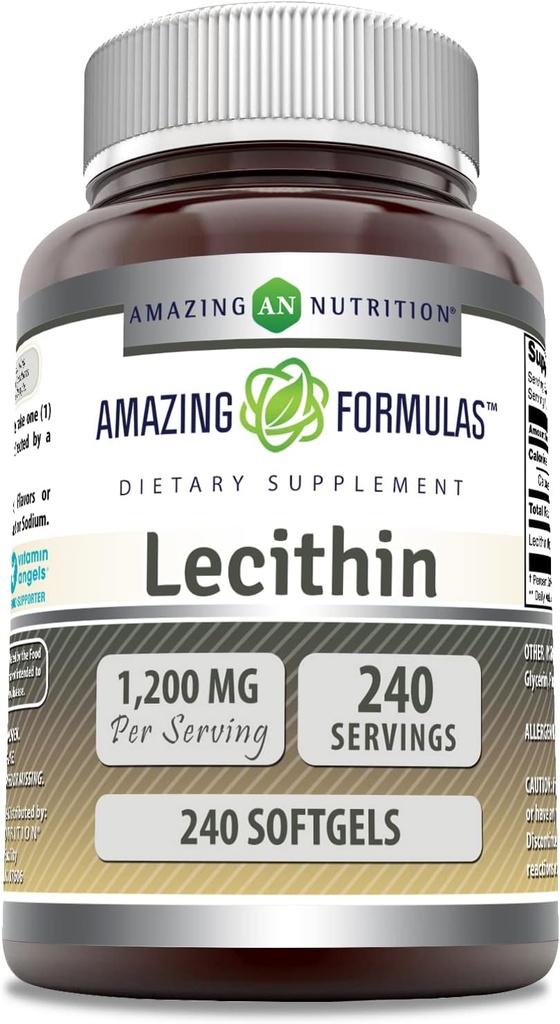 Fórmulas increíbles Lecithin 1200 Mg ← Softgels Suplemento No-GMO TENIDO Gluten-Free TEN Made in USA (1 Pack TEN 240 Count)