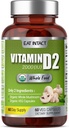 Vegan Whole Food Vitamin D, 2000 IU (50 mcg), D2, Two Ingredients (Organic Whole Mushroom and Organic Vegan Capsule), Non-GMO, Third Party Tested, 60 Day Supply