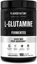 Jacked Factory L-Glutamine Powder 100 Servings - Vegan Fermented L Glutamine Suplemento para Post Workout Muscle Recovery, Immunity, Digestive Health ← No Artificial Filler - Unflavored Factory