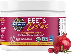 Huerto de la Vida Orgánica de Beet Powder con Antioxidantes, Vitamina C, Probióticos &amp; Vinagre de Sidra de Apple para la Salud Digestiva &amp; Hígado – Beets Detox – Vegan, No GMO, Pomegranado de Arándano, 30 Servimientos