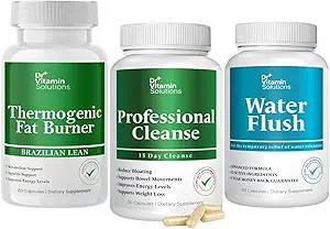 DR VITAMIN SOLUTIONS Thermogenic Fat Burner, 15 Day Cleanse, Water Flush, Weight Loss for Women &amp; Hombre Bundle, 180 Capsules