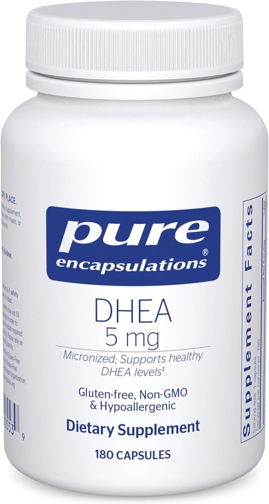 Encapsulaciones puras DHEA 5 mg - Soporte Inmunitario &amp; Saldo de hormonas* - Micronized DHEA - Gluten Free & Vegan - 180 cápsulas