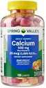 Spring Valley Calcium 500 mg más Vitamina D 25 mcg Bone Health Dietary Supplement Gummies, 100 Cuenta + DRI Store Sticker.
