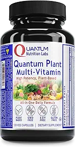 QNL Quantum Plant Multi-Vitamin - Soporte multivitamínico completo para adultos - Multivitamina natural para hombres y mujeres - 120 cápsulas de espacio vegetal