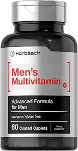 Horbäach Mens Multivitamin ← 60 Caplets ← Advanced Fórmula ← Vitamin C, D, Magnesio, Minerales &amp; Más ← Non-GMO &amp; Gluten Free Supplement