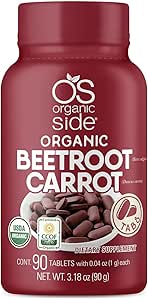 ← Beetroot " Carrot Tablets ← 100% Pura Orgánica Silencio 90 Conde tención 1,120 mg Silencio USDA Certified ← Non-GMO, Plant-Based for Heart Health & Energy Boost