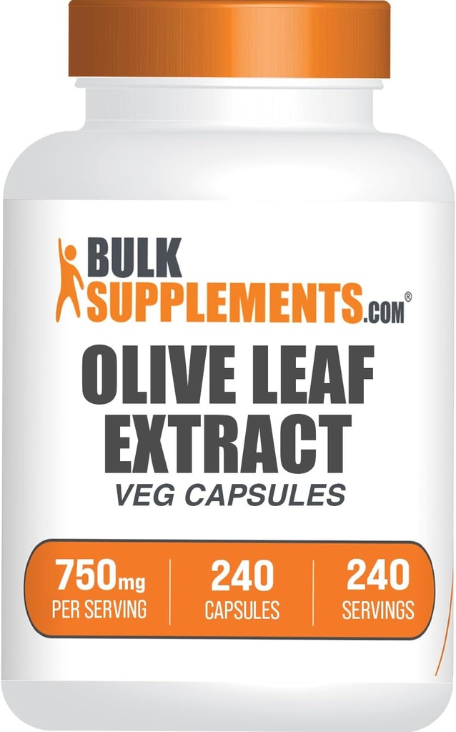 BulkSupplements.com Extracto de la hoja de oliva cápsulas - Suplemento de la hoja de oliva, cápsulas de la hoja de oliva - Immune Support, Gluten Free, 1 cápsula por servicio, 240 cápsulas de la taza (Pack of 1)