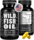 Alimentos silvestres Omega 3 Suplemento de aceite de pescado, 120 cápsulas (1 pk) ← Wild Caught, Burpless, Odorless, Non-GMO, Gluten Free TEN DPA, DHA, EPA Triple Strength Heart &amp; Joint Nutrition for Women &amp; Men