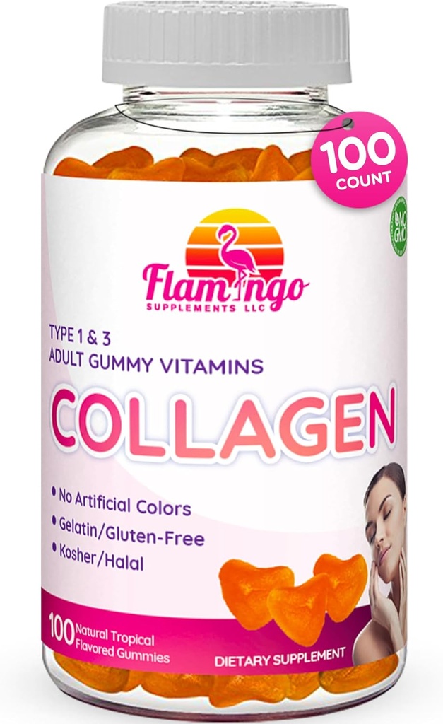 Collagen Gummies- Natural Marine Collagen for Women, and Men- Collagen Supplements for Skin Hair, Nails- Hydrolyzed Type 2 & 1 3- Replace Pills and Powders - No Gelatin, Kosher, Halal- 100 Ct.