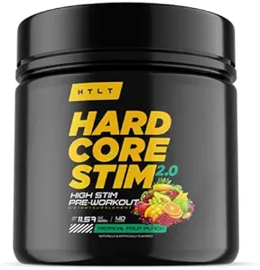 HTLT Hardcore Stim Pre-Workout Powder 11.57 Oz, 250mg Caffeine  350mg Eria Jarensis Extract ← 600mg DMAE (Grape)