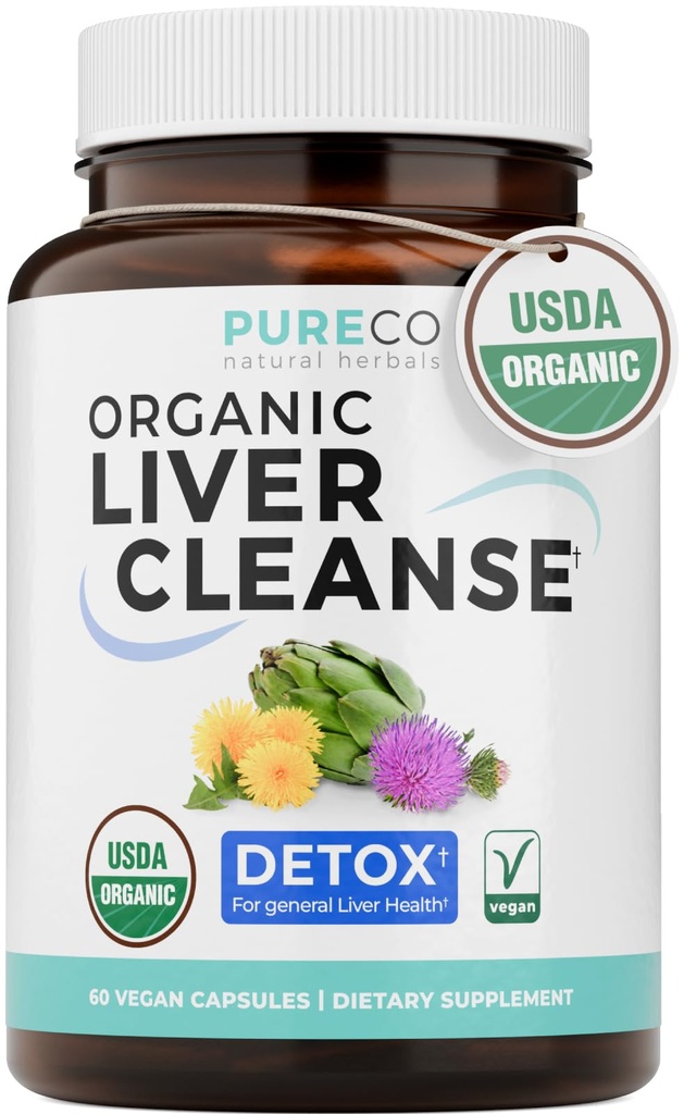 Orgánica de limpieza del hígado Detox " Reparación (Vegante, No GMO) Extracto de esteto de leche (80% Silymarin), Dandelion Root, Artichoke Leaf, Yellow Dock - Liver Health Support Suplemento - 60 cápsulas (Sin píldoras)