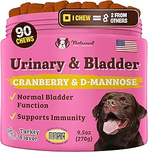 Natural Dog Company Urinary &amp; Bladder Supplement for Dogs – Cranberry & D-Mannose Soft Chews with Marshmallow Root & Astragalus – Supports Urinary Tract Health, Bladder Function & Normal Urine Flow