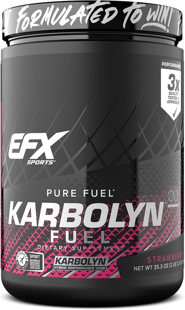 EFX Sports Karbolyn Fuel ← Fast-Absorbing Carbohydrate Powder ← Carb Load, Sostened Energy, Quick Recovery TEN Stimulant Free TEN 18 Servings (Strawberry)