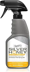 Absorbina Silver Honey Hot Spot &amp; Wound Care Spray Gel 8oz Botella, Manuka Honey & MicroSilver BG, Medicado para perros, gatos, animales pequeños