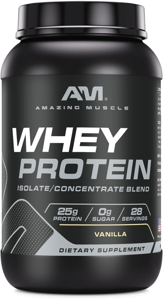 Increíble Muscle 100% Whey Protein Powder *Fórmula avanzada con Whey Protein Isolate como un Ingrediente primario junto con Concentrado de Proteína ultra filtrada (Vanilla, 2 lb)