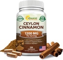 Natural Ceylon Cinnamon 1200mg - 120 cápsulas, True Cinnamon de Sri Lanka, Extract Supplement Pills Promotes Heart Health