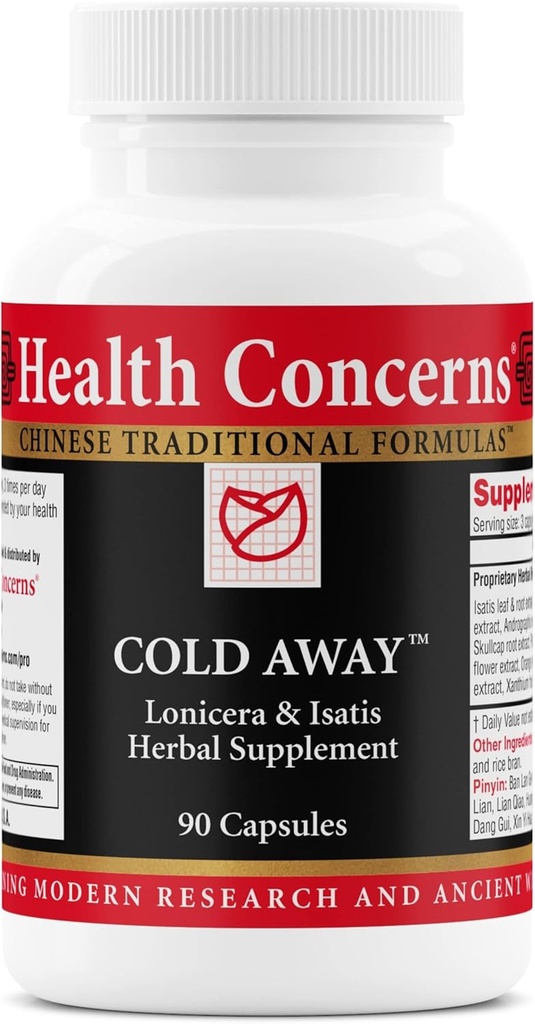 Health Concerns Cold Away - Immune Support & Defense - Vitamin Supplement for Cold & Flu Relief - Immunity System Booster - Licorice Root, Dong Quai, Chinese Skullcap & Andrographis - 90 Capsules
