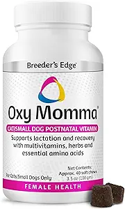 Oxy Momma Soft Chews de Breeder, suplemento de vitamina posnatal para perros lactantes y gatos, apoya la recuperación, hormonas y el siguiente embarazo - para perros pequeños y gatos, 40ct Soft Chews
