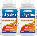 Mejores Naturales L-Lysine 1000mg 180 Tabletas (180 Cuenta (Pack of 1)) (2 Botellas)