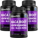 6-en-1 Orgánica Maca Root Ashwagandha Capsules 1710mg con DHEA y extracto de fruta de pimienta negra para hombres y mujeres - Suplemento de Maca Negro para la resistencia, el hueso y el sostén del molde, 120ct (Pack of 3)
