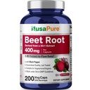 NusaPure Bota de remolacha orgánica 20:1 Extracto, 400 mg Equivalente a 8.000 mg - Pepper negro 4:1 Extracto, 10 mg - 200 gorros vegetales (Vegan, no GMO)