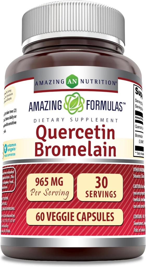 Increíble Nutrición Quercetina 800 Mg con Bromelain 165 Mg Veggie Capsules Suplemento ← No-GMO Silencio Gluten Libre Silencio Hecho en EE.UU.