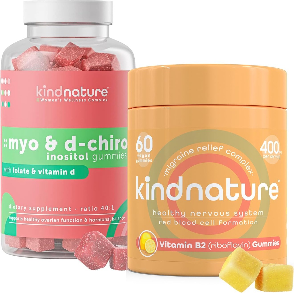 Myo-Inositol &amp; Vitamina B2 Wellness Bundle - Hormonal Balance, Migraine Relief &amp; Energy Support Gummies