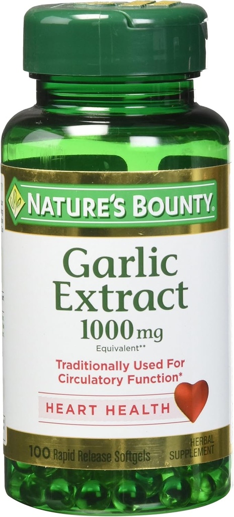 Nature's Bounty Garlic Extract 1000 mg, 100 Rapid Release Softgels (Pack of 4)