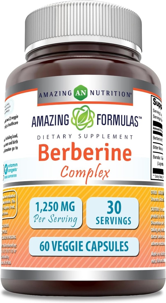 Amazing Formulas Berberine with Bitter Melon &amp; Banaba Extract Complex ← 1250 Mg Per Serving Silencio Veggie Capsules ← Non-GMO TEN Gluten-Free TEN Made in USA (60 Count TEN 1 Pack)