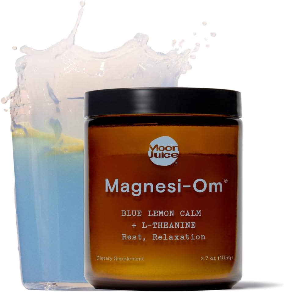 Moon Juice Magnesi-Om Magnesium Powder Suplemento - Complejo de Magnesio Chelated + L-Theanine Blend for Rest, Relax " Regularity - Vegan, Non-GMO " No Sugar, Blue Lemon, 3.7 oz, 30 Sevings