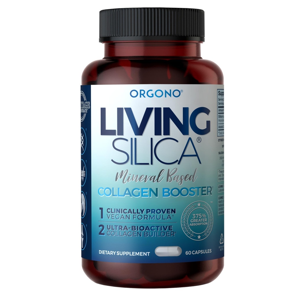 Orgono Living Silica Mineral-Based Collagen Booster Capsules ← Silica-Based  Apoya Collagen " Elastin for Joint " Bone Support, Glowing Skin, Strong Hair " Nails
