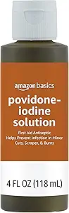 Basics First Aid Antiseptic, 10% Povidone Iodine Solution , Unflavored, 4 Fluid Ounces, 1-Pack (antes Solimo)