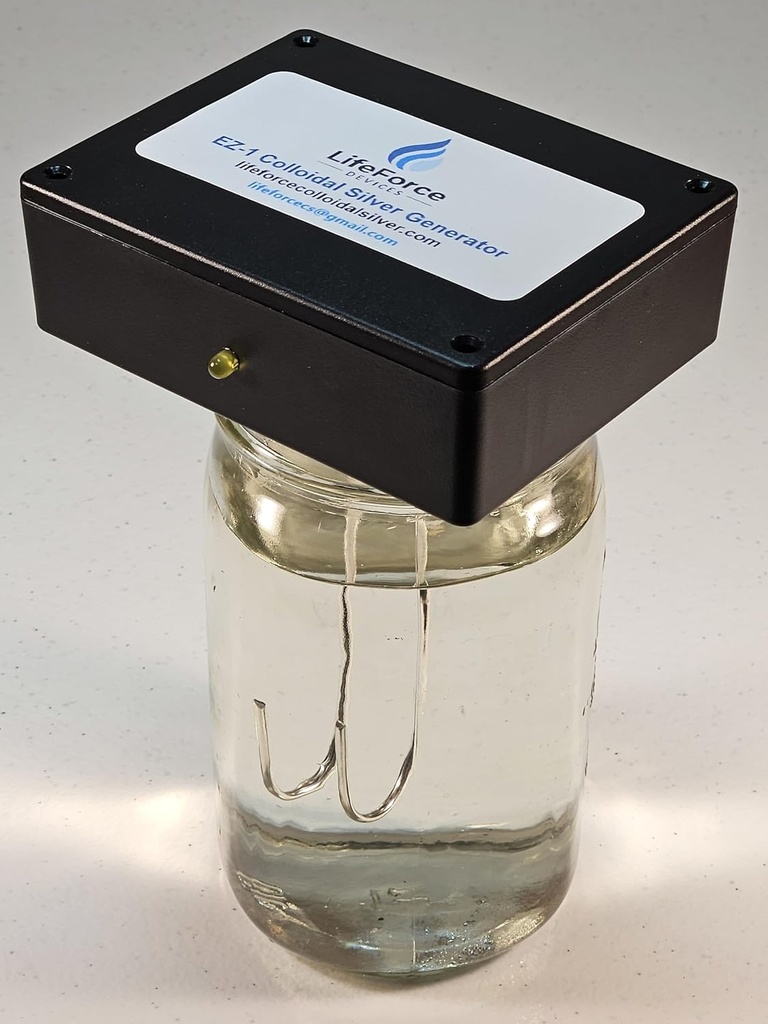 Generador de plata compacto EZ-1 Barebones – Proveedor de plata fresco con batería – Kit portátil hace 32oz en 22 minutos (12-Gauge)