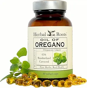 Herbal Roots Oil of Oregano - Made from Mediterranean Oregano Oil - 90 Easy to Swallow Softgel Capsules - Extra Strength 150mg