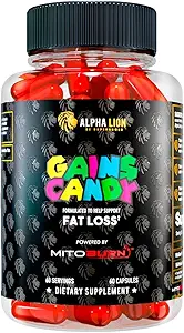 ALPHA LION Gains Candy, Supplement Pills That Support Weight Loss, Appetite Suppressant, Keto-Diet Friendly, Decrease Body Fat, Upgrade Energy & Workout Performance, 60 Capsules (MitoBurn®)