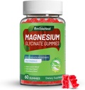 Magnesium Glycinate Gummies 600mg para Hombres Mujer, con Magnesium L-Threonate 300mg, CoQ10 y Black Pepper, Vegan (60 Conde)
