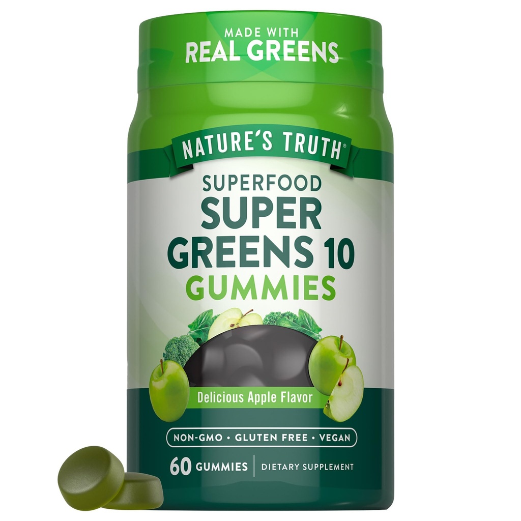 La verdad de la naturaleza Super Greens Gummies ← 60 Conde ← Vegan, No GMO &amp; Gluten Free ← Real Greens