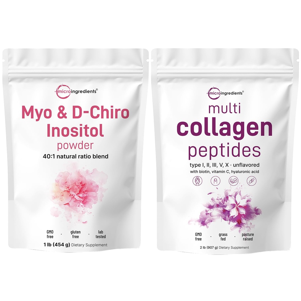 Micro Ingredientes Multi Collagen Protein Powder 2lbs & Myo & D-Chiro Inositol Powder Bundle 2 Pack ← Peptides Collagen Grass-Fed