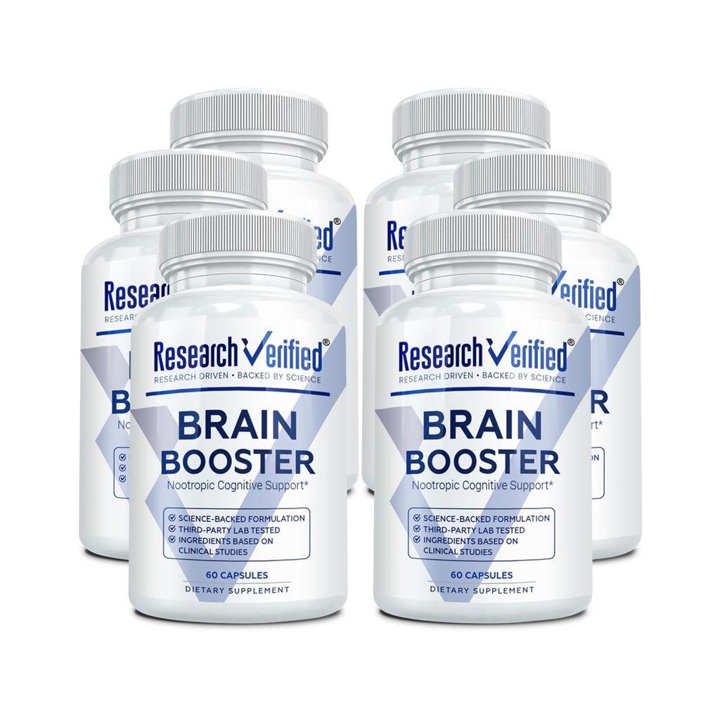 Booster cerebral - Suplemento nootrópico para mejorar la función cognitiva - 360 cápsulas de amistad vegana - 6 botellas