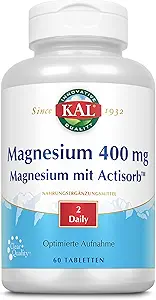 KAL 400 Mg Magnesium Tablets, Actisorb, 60 Conde
