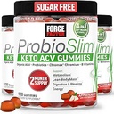 Factor de fuerza ProbioSlim Keto ACV Gummies, Cider de manzana orgánica Vinagre Gummies con LactoSpore Probióticos " Prebióticos para soportar la digestión, metabolismo, " Salud inmune, 1 Carb neto, Apple Flavor, 360ct