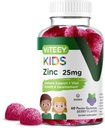 Viteey Zinc for Kids Gummies, 25mg - Immune Support - Powerful Natural Antioxidant, Kids Zinc Vitamin Supplement - Vegan, Gelatin Free, Gluten Free - Tasty Chewable Berry Flavor Gummy