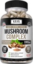 Kaya Naturals Premium Mushroom Complex Potent - Mushroom Supplement - Mushroom Complex Capsules 1995mg Por Serving - Aids Mental Clarity Supports Immune System, Wellness & Vitality - 180 Count