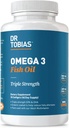 Dr. Tobias Omega 3 Fish Oil, 2000mg Triple Strength con 800mg EPA 600mg DHA Por Serving, Fish Oil Omega 3 Suplementos para el corazón, Brain &amp; Immune Support, 90 Softgels, 45 Servings