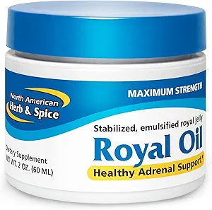 North American Herb & Spice Royal Oil - 2 fl. oz. - Raw Royal Jelly - Healthy Adrenal Support, Fights Stress - High in 10-HDA & B Vitamins - Non-GMO - 20 Servings