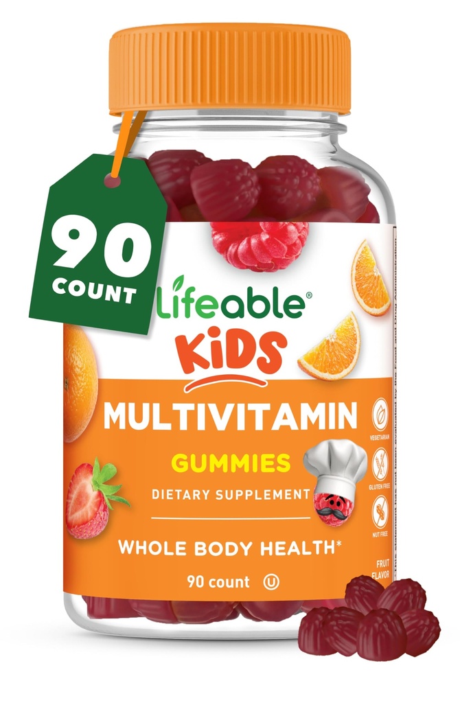 Gummies multivitamínicos para niños vivos para niños que viven con vitaminas A, C, D, E, B6, B12, Zinc, Biotina, ácido fólico, yodo, niacina tóxica para la salud corporal general