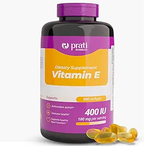 Vitamina E 400 UI – 300 Softgels – Fortalece el Sistema de Defensa, Combate Radicales Libres, y promueve el envejecimiento saludable – para adultos