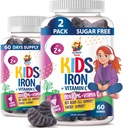 SUNNY SAM Iron Gummies for Kids &amp; Teens - Vitaminas de 10 mg con Vitamina C - Suplemento Gummy de Hierro de bajo azúcar para soporte inmunológico, apoya la producción de células de sangre roja para niños &amp; adolescentes