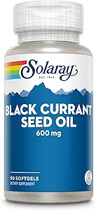 SOLARAY Black Currant Seed Oil 600 mg - Supplying Antioxidants, Gamma Linolenic Acid (GLA), Alpha Linolenic (ALA) and Linoleic Acid (LA) - Skin Health Support - 60-Day Guarantee, 90 Serv, 90 Softgels