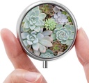 Mini Pill Box, Small Pill Box, Portable Pill Box, Cute Pill Organizer for Vitamins, Medications, Fish Oil and Supplements (Succulent)